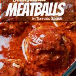 Juicy oven baked meatballs in rich homemade tomato sauce