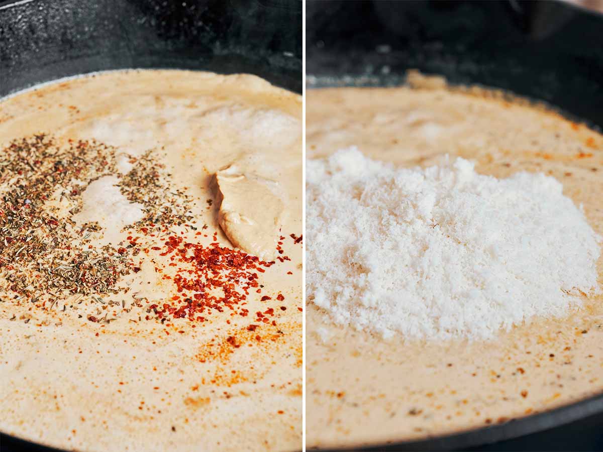 Dijon mustard, Italian seasoning, and freshly grated Parmesan added