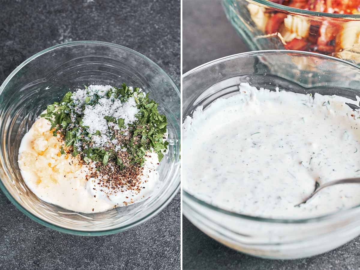 Mayonnaise, sour cream, garlic, and fresh parsley stirred together into a smooth, creamy dressing